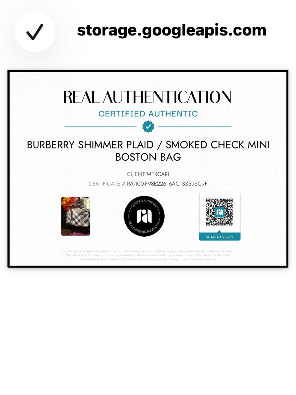 Burberry Shimmer Plaid / Smoked Check Mini Boston Bag COA - Picture 12 of 12